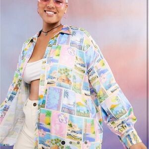 ASOS Postcard Print Beach Shirt